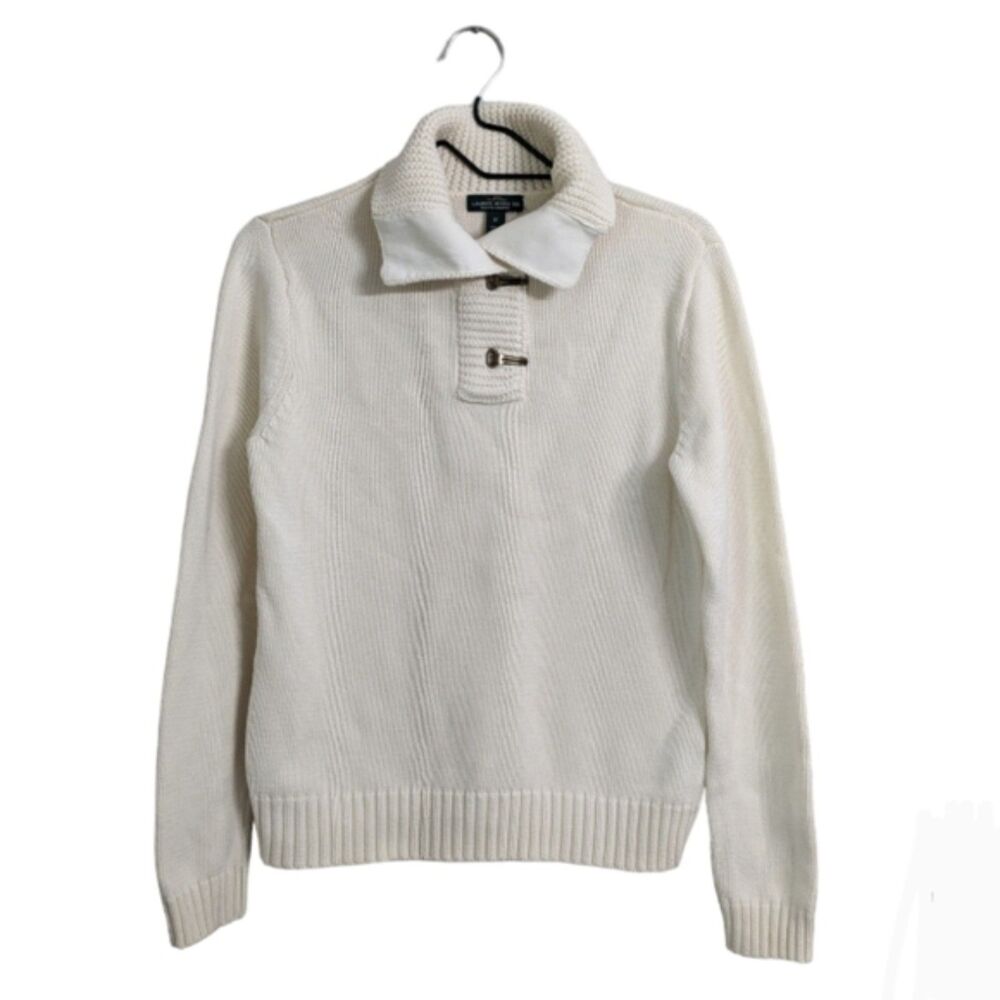 Lauren Jeans Co Ralph Lauren Women Cotton Ivory Pullover Sweater Shawl Neck M